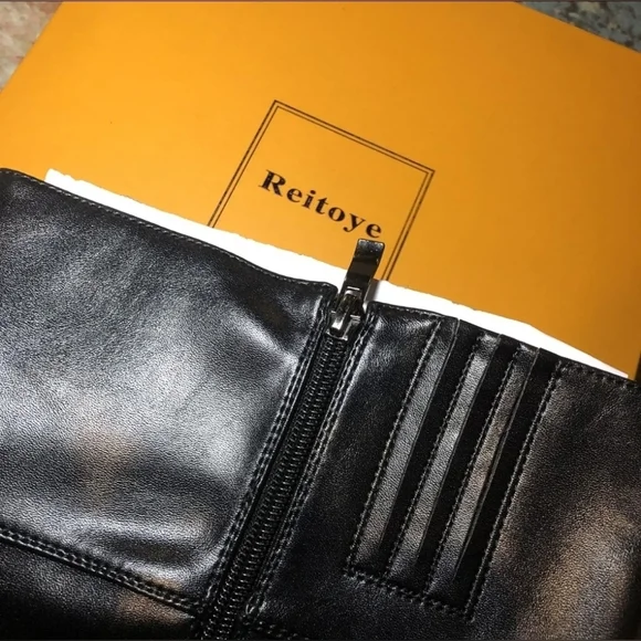 Knee High Boots Women Round Toe Chunky Block Heeled Boots Side Zipper - Picture 8 of 10